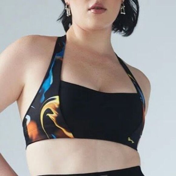 Savage X Fenty black caviar up in flames sports bra bralette size S - Picture 3 of 8